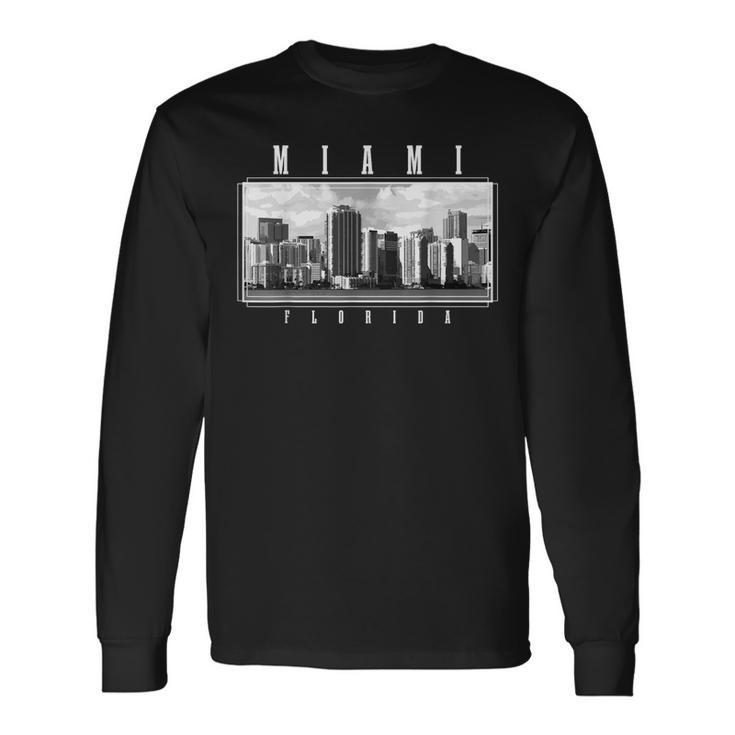 Miami Skyline Florida Pride Vintage Miami Long Sleeve T-Shirt