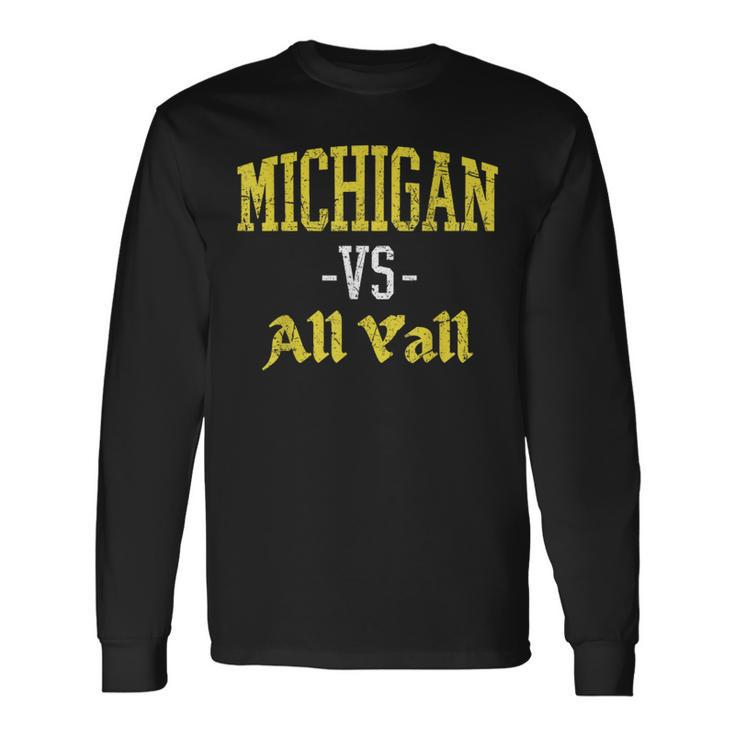 Michigan Vs All Y'all Throwback Vintage Long Sleeve T-Shirt