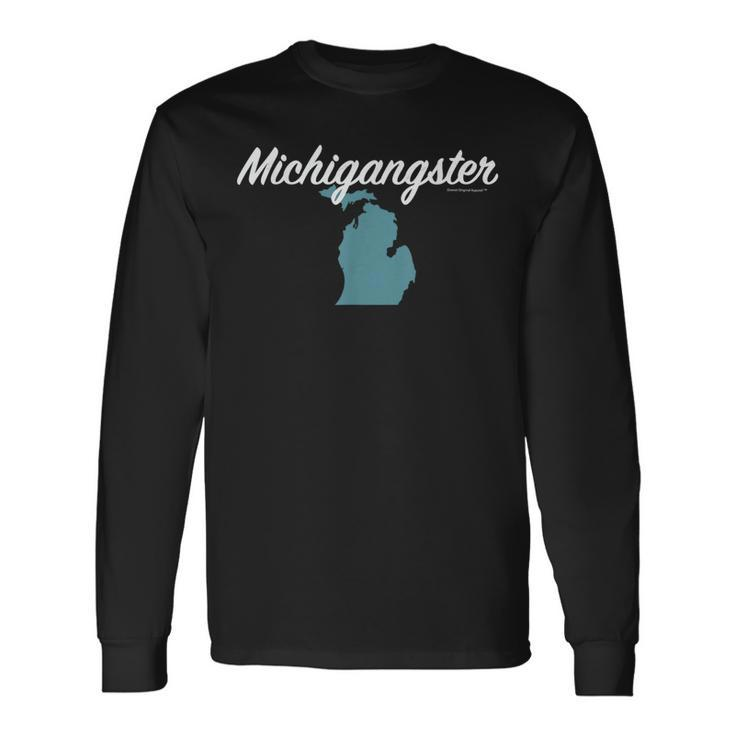 Michigangster Classic Detroit Michigan Mitten Long Sleeve T-Shirt