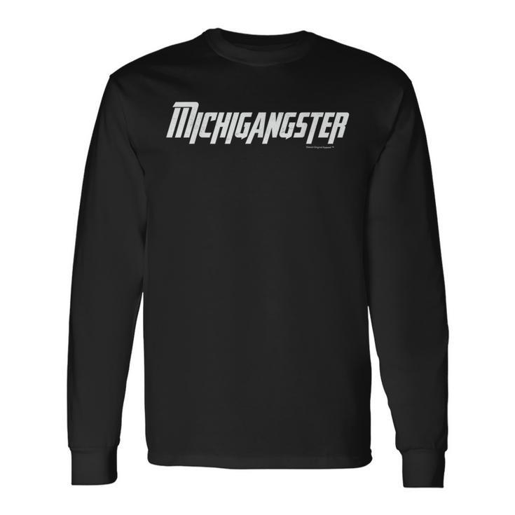 Michigangster Detroit Michigan Midwest Mitten Long Sleeve T-Shirt