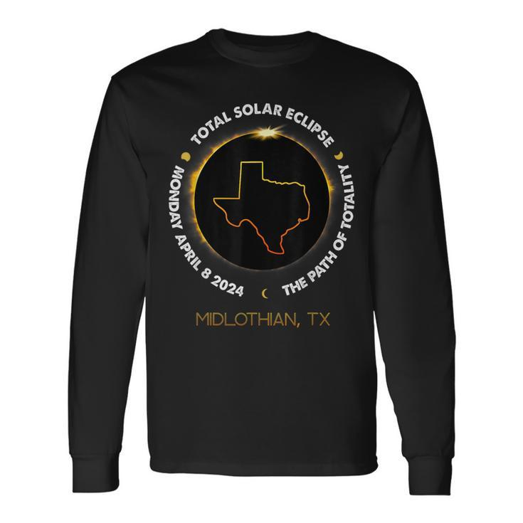 Midlothian Texas Total Solareclipse 2024 Long Sleeve T-Shirt