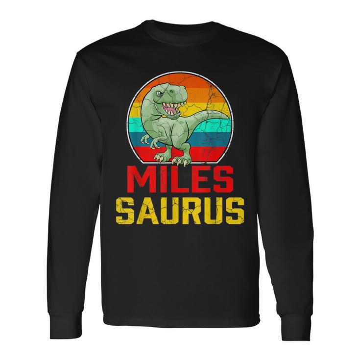 Miles Saurus Family Reunion Last Name Team Custom Long Sleeve T-Shirt