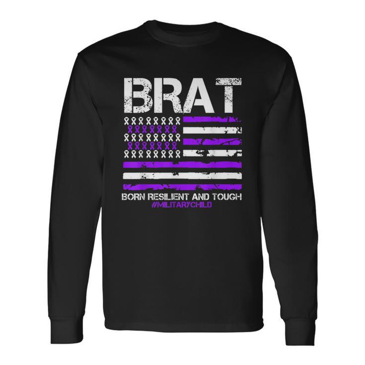 Military Brat Purple Up American Flag April Military Child Long Sleeve T-Shirt