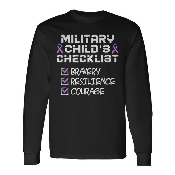 Military Child Month Purple Childs Checklist Long Sleeve T-Shirt