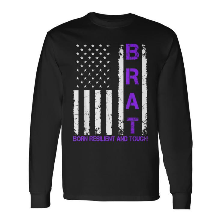 Military Child Us Flag Born Resilient And Tough Brat Long Sleeve T-Shirt