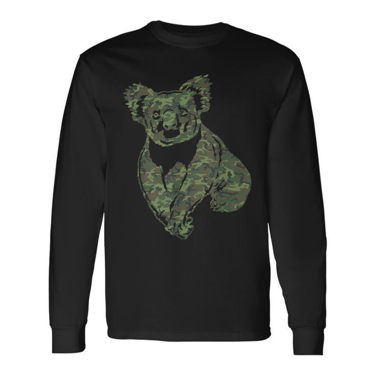 Military Koala Camo Print Us Bear Animal Veteran Men Long Sleeve T-Shirt
