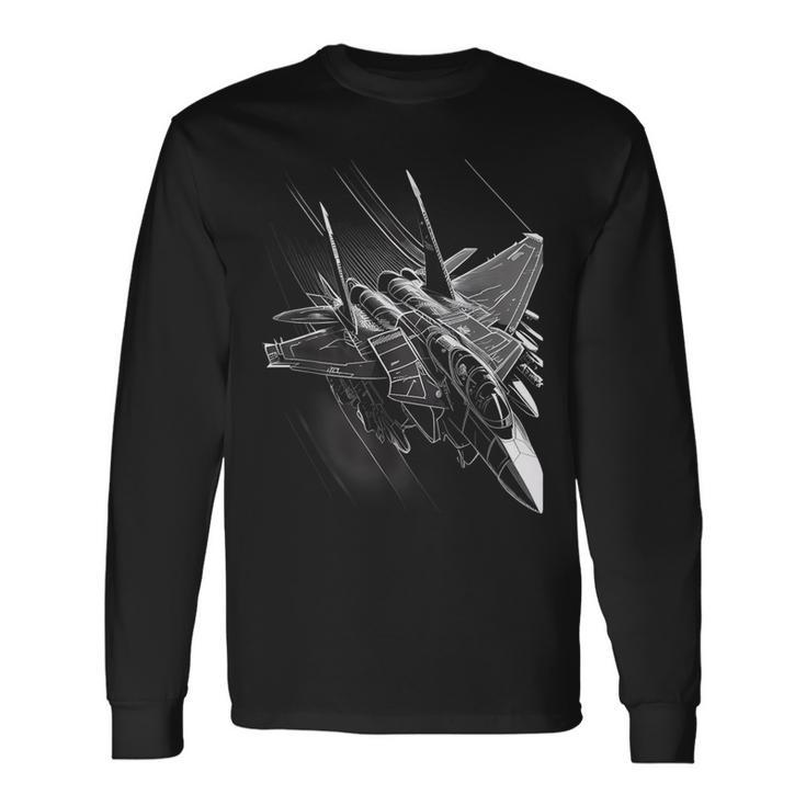 Military's Jet Fighters Aircraft Plane Graphic Long Sleeve T-Shirt