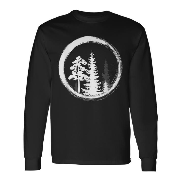Minimalist Tree Forest Outdoors And Nature Graphic Long Sleeve T-Shirt