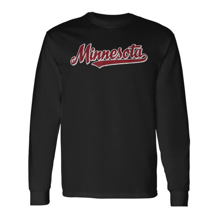 Minnesota T Vintage Sports Retro Script Long Sleeve T-Shirt