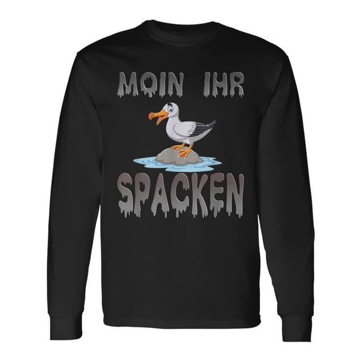 Moin Ihr Spacken Norden Seagull Flat German Slogan Langarmshirts Geschenkideen