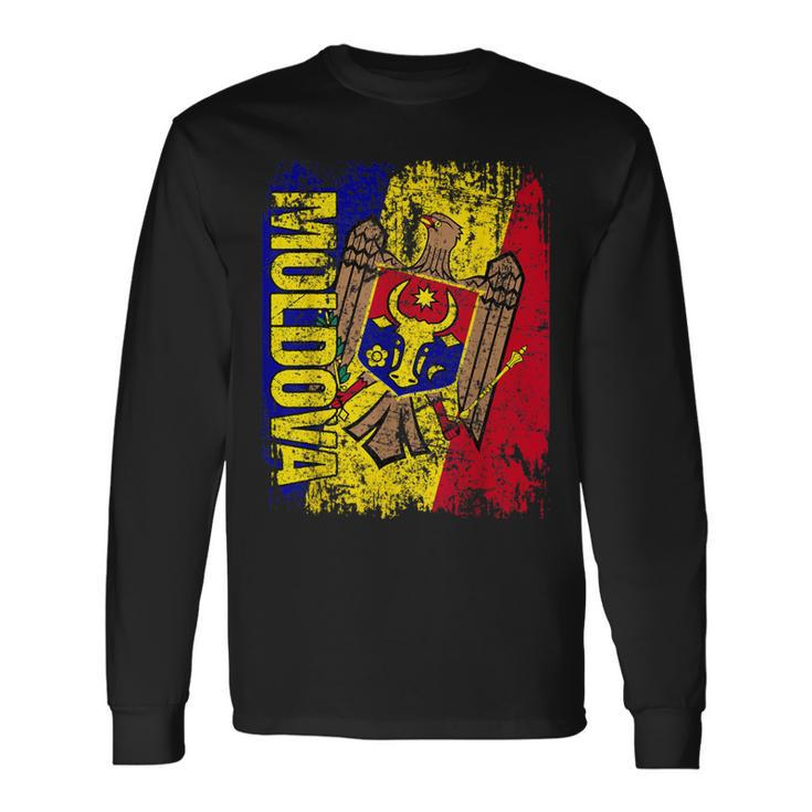 Moldova Flag Vintage Distressed Moldova Long Sleeve T-Shirt Gifts ideas