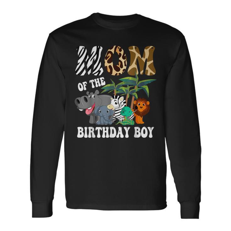 Mom Of The Birthday Boy Zoo Bday Safari Celebration Long Sleeve T-Shirt