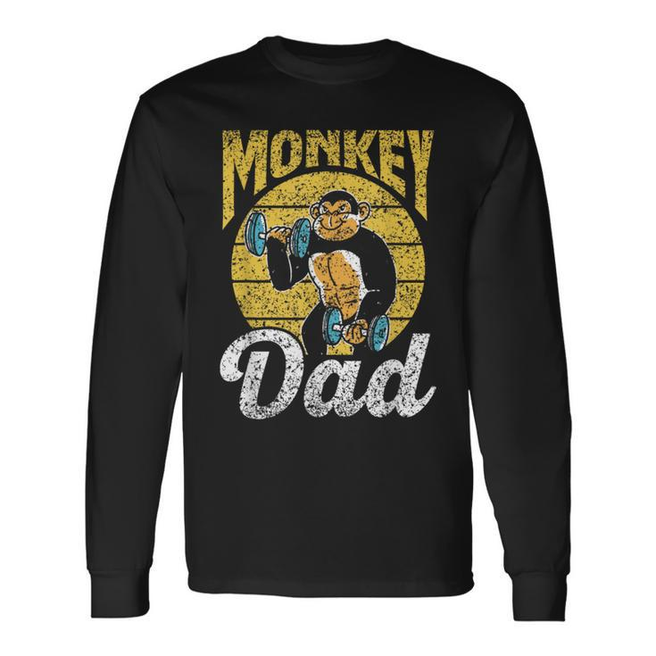 Monkey Dad Monkeys Lover Animal Saying Father Daddy Papa Long Sleeve T-Shirt