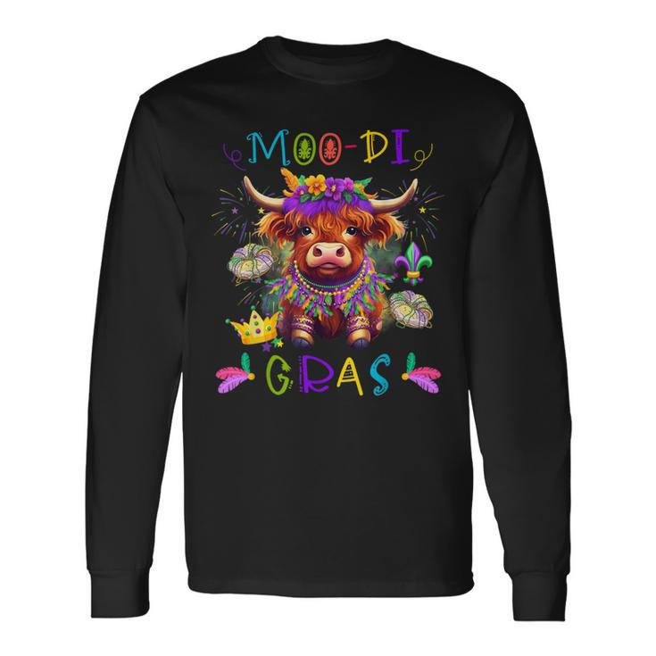 Moo-Di Mardi Gras Bead Heifer Fat Tuesday Festival Costume Long Sleeve T- Shirt - Monsterry
