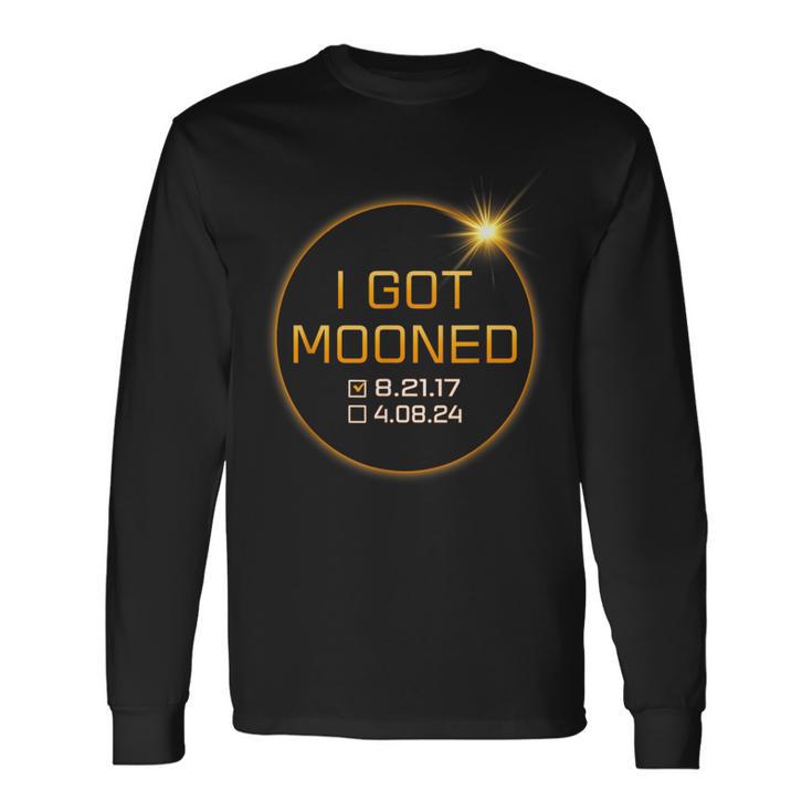 I Got Mooned Total Solar Eclipse 2024 America Totality Long Sleeve T Shirt Seseable