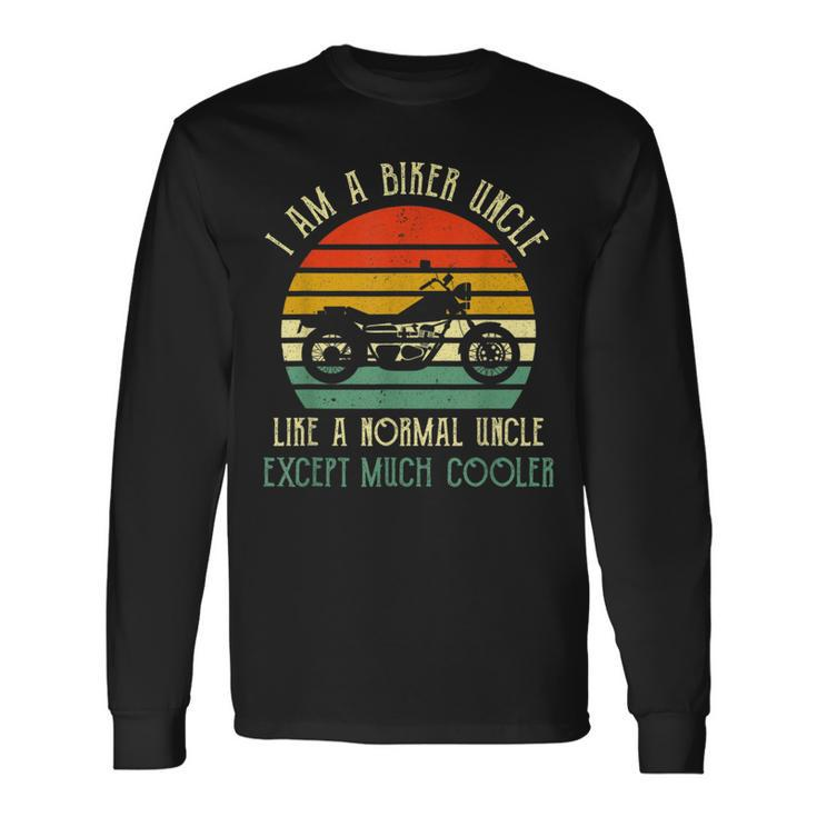Motorcycle Biker Uncle Rider Riding Motorbike Fathers Day Long Sleeve T-Shirt
