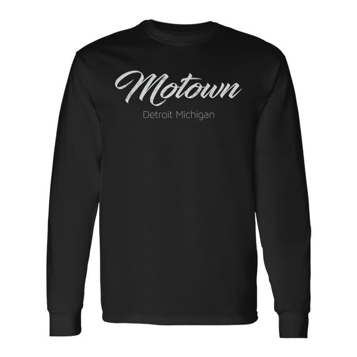 Motown Detroit Michigan Distressed Vintage Long Sleeve T-Shirt