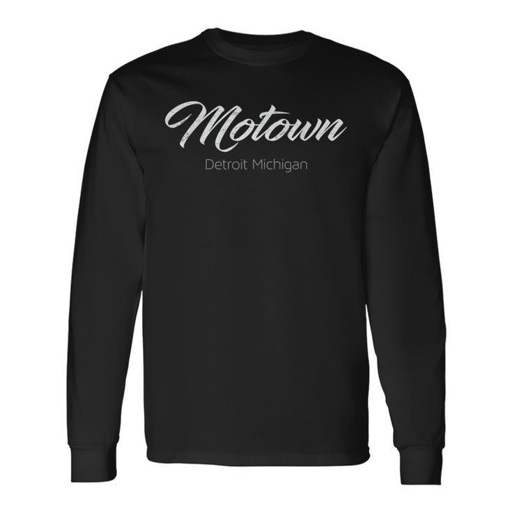 Motown Detroit Michigan Distressed Vintage Long Sleeve T-Shirt Gifts ideas