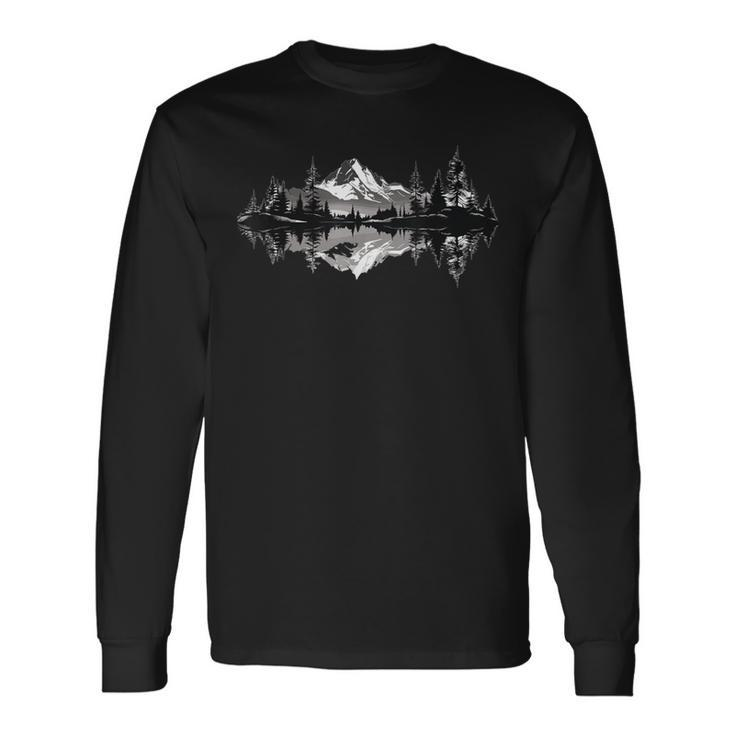Mountain Landscape Reflection Forest Trees Outdoor Wildlife Long Sleeve T-Shirt