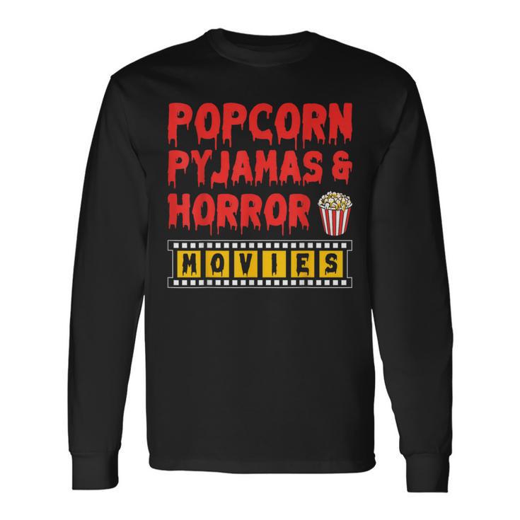 Movie Birthday Night Party Pajama Slumber Popcorn Cinema Long Sleeve T-Shirt