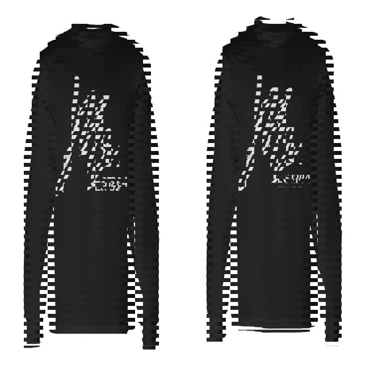 Mr Est 2024 Just Married Wedding Hubby Mr & Mrs Couple Men Long Sleeve T-Shirt
