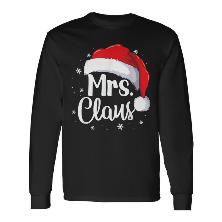 Mrs Claus Christmas Couples Matching His And Her Pajama Long Sleeve T-Shirt