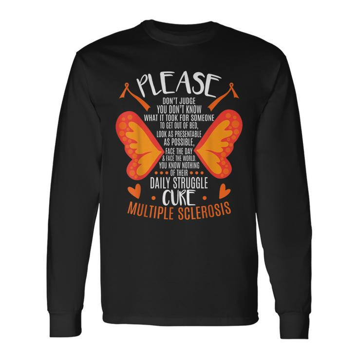 Ms Orange Ribbon Multiple Sclerosis Awareness Long Sleeve T-Shirt