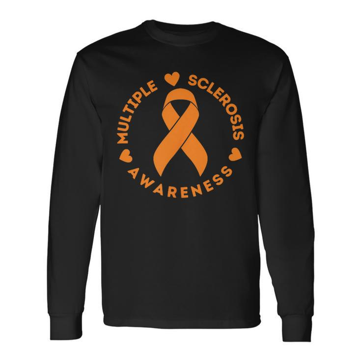 Multiple Sclerosis Awareness Ms Orange Ribbon Long Sleeve T-Shirt