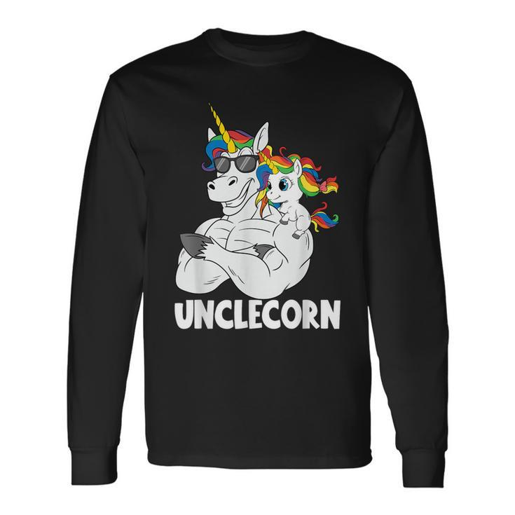 Muscle Unicorn Uncle Unclecorn Uncle With Niece Long Sleeve T-Shirt