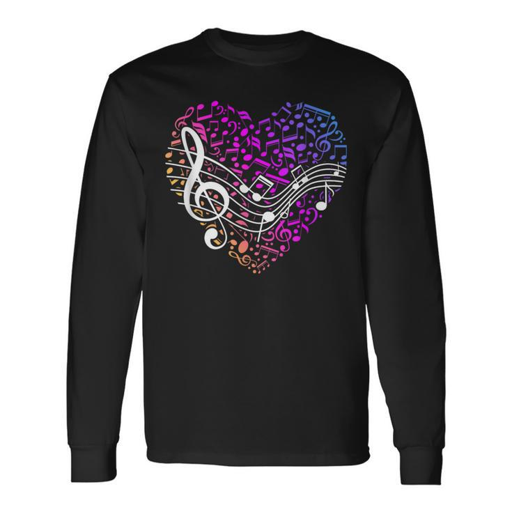 Musical Notes Heart Treble Clef Music Long Sleeve T-Shirt