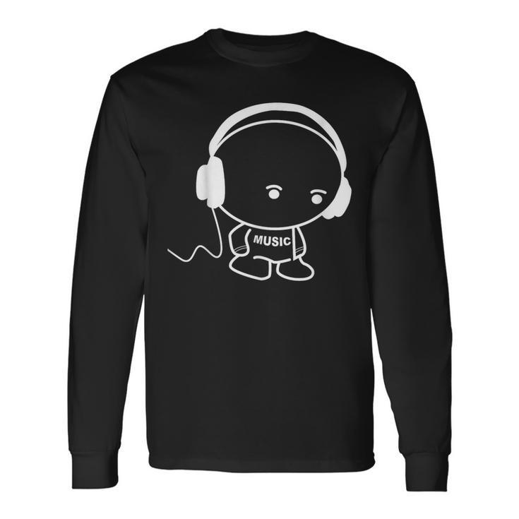 Musicman With Headset Stick Figure Long Sleeve T-Shirt Gifts ideas