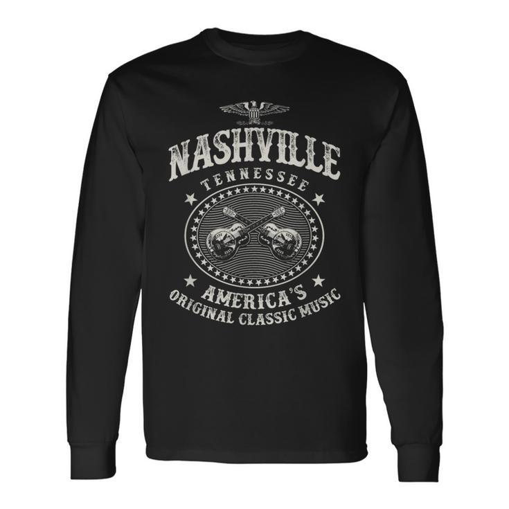 Nashville Music City Usa Guitar Vintage Long Sleeve T-Shirt