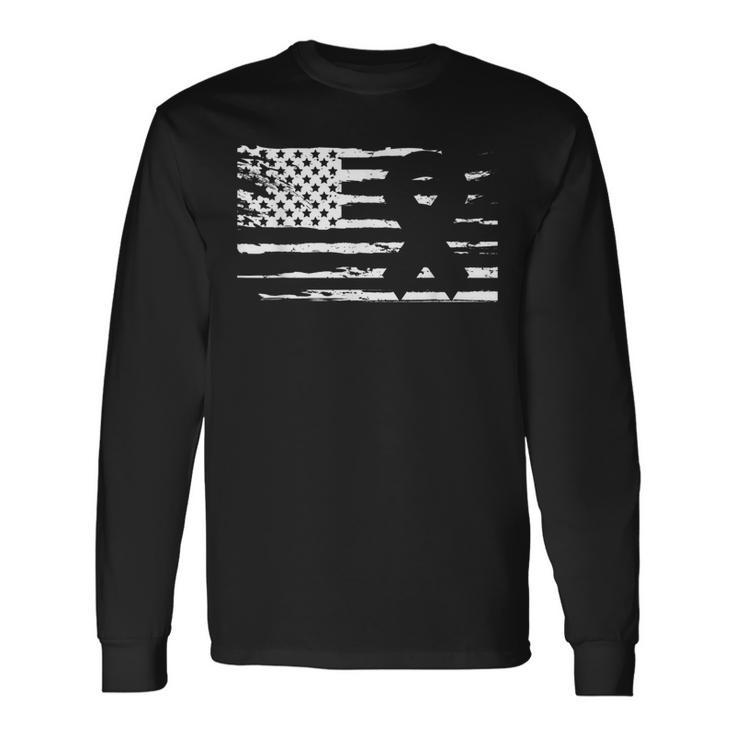 National Foster Care Month American Flag Ribbon Long Sleeve T-Shirt