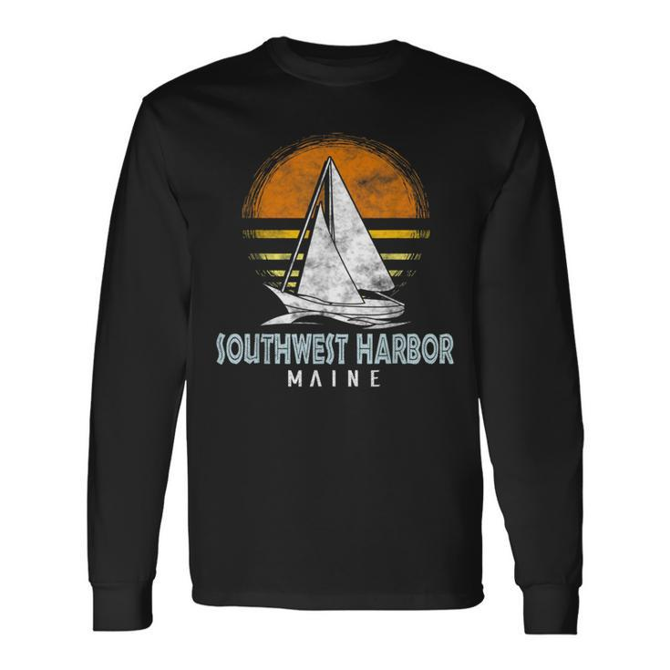 Nautical Boat Southwest Harbor Maine Yacht Club Long Sleeve T-Shirt