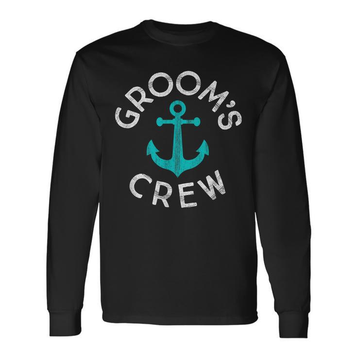 Nautical Groomsmen Wedding Party Groom's Crew Anchor Long Sleeve T-Shirt