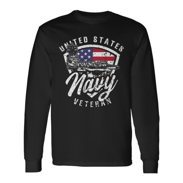 Navy Proud Patriotic Veteran Retired Long Sleeve T-Shirt
