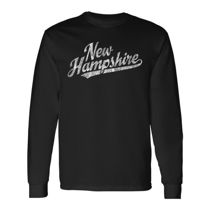 New Hampshire Nh Vintage Sports Script Retro Long Sleeve T-Shirt Gifts ideas