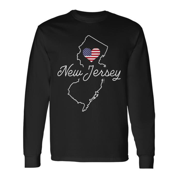 New Jersey Lover Love Nj State Flag New Jersey Long Sleeve T-Shirt