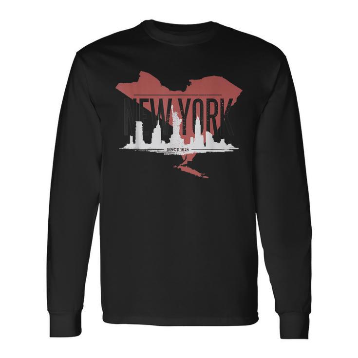 New York City Since 1624 Skyline State Map Ny Nyc Long Sleeve T-Shirt Gifts ideas