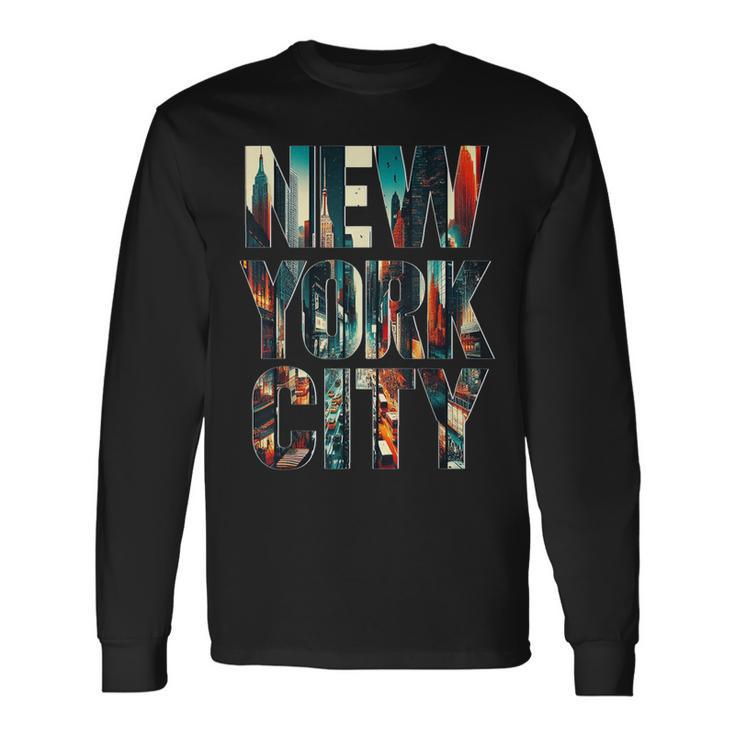New York City Iconic Skyline Souvenir New York Love Nyc Long Sleeve T-Shirt