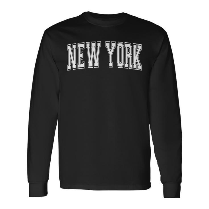 New York Ny New York Usa Vintage Sports Varsity Style Long Sleeve T-Shirt