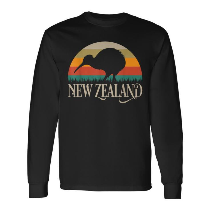 New Zealand Kiwi Vintage Bird Nz Travel Kiwis New Zealander Long Sleeve T-Shirt