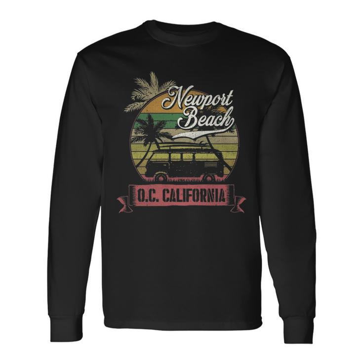 Newport Beach Orange County California Surfing Retro Long Sleeve T-Shirt Gifts ideas