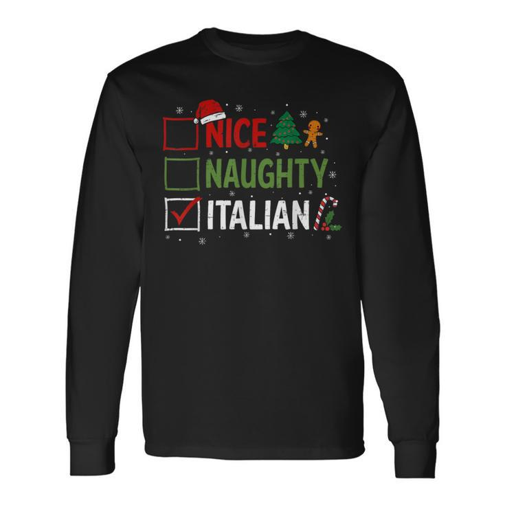 Nice Naughty Italian Christmas Xmas Santa Hat Long Sleeve T-Shirt