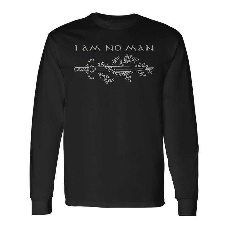 I Am No Man Reading Bookish Vintage Gothic Meme Long Sleeve T-Shirt