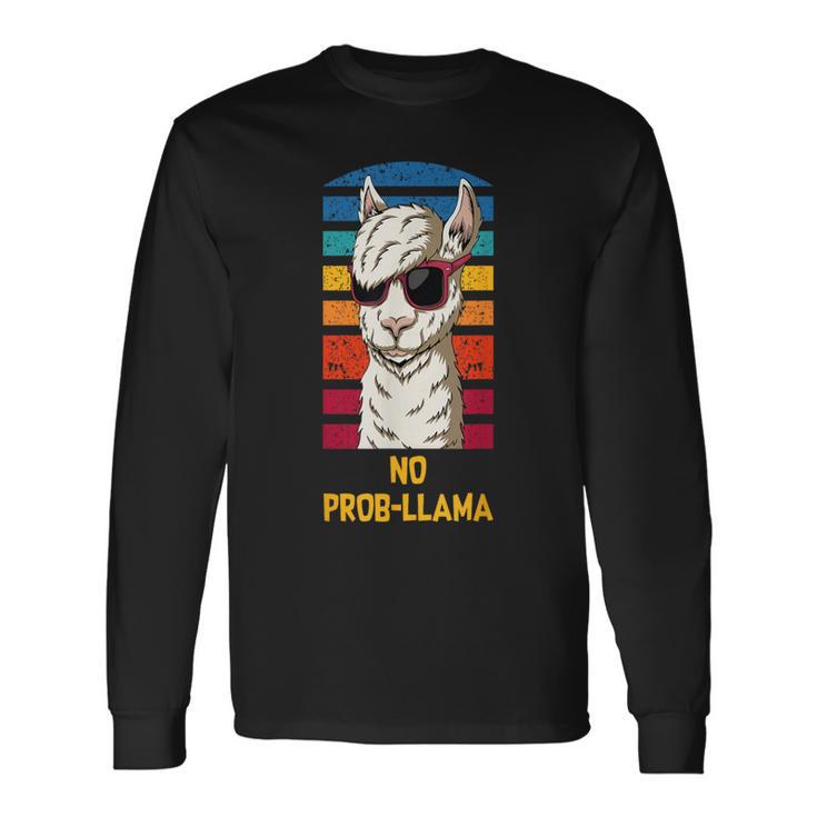 No Prob-Llama Word Play Lama Alpaca Vintage Long Sleeve T-Shirt