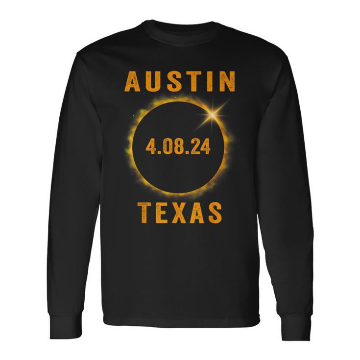 North America Total Solar Eclipse 2024 Austin Texas Souvenir Long Sleeve T-Shirt