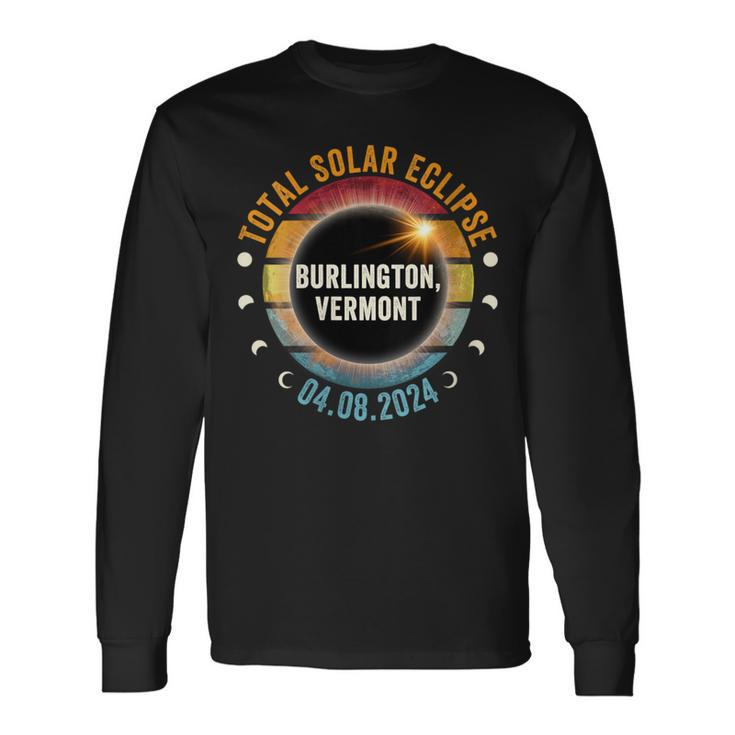 North America Total Solar Eclipse 2024 Burlington Vermont Long Sleeve T-Shirt
