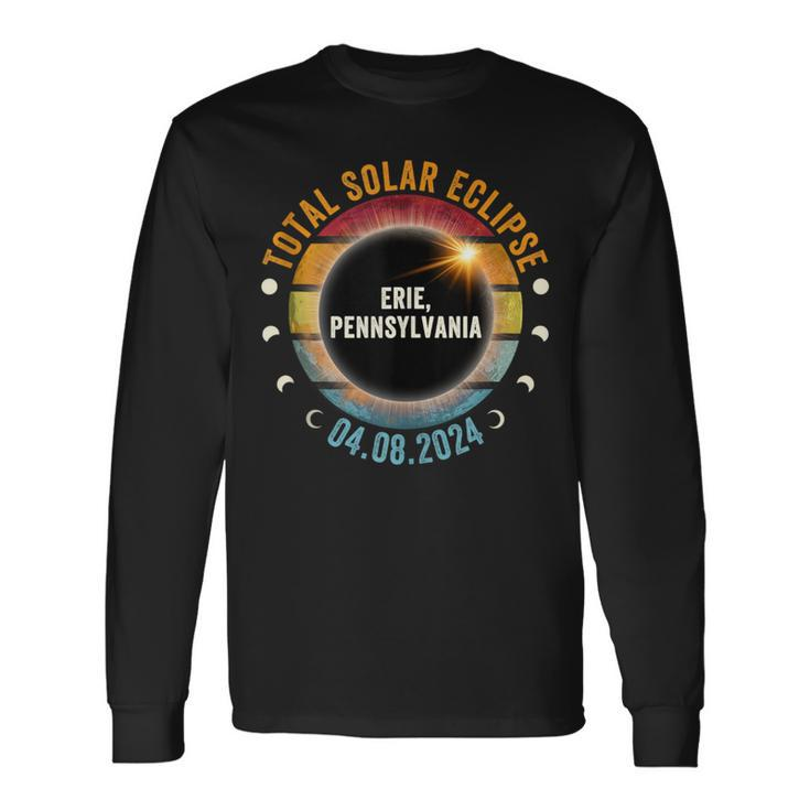 North America Total Solar Eclipse 2024 Erie Pennsylvania Long Sleeve T-Shirt
