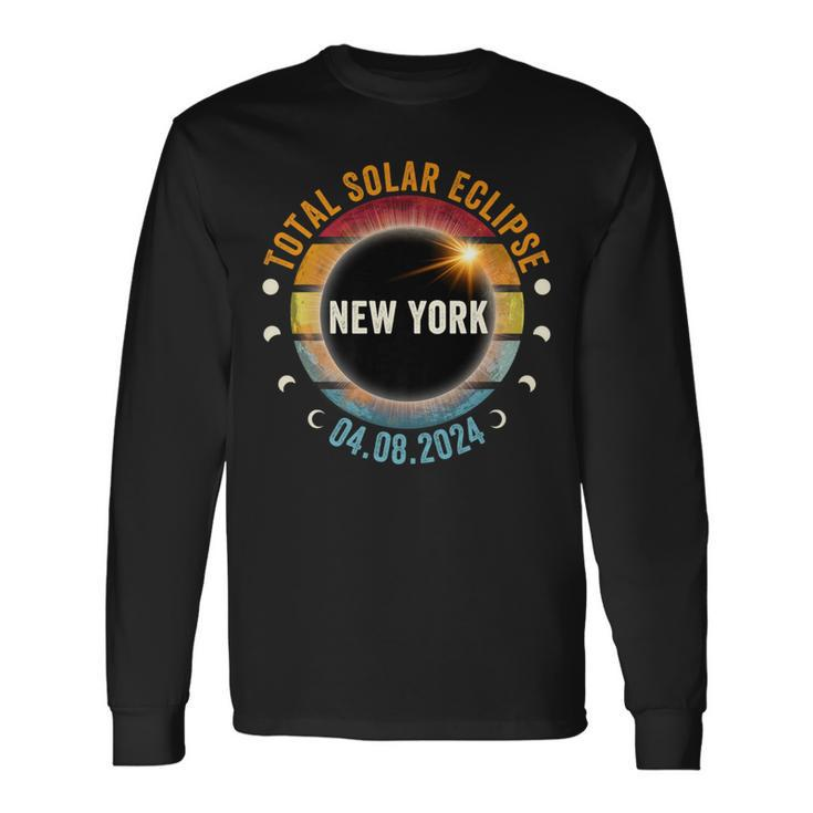 North America Total Solar Eclipse 2024 New York Usa Long Sleeve T-Shirt